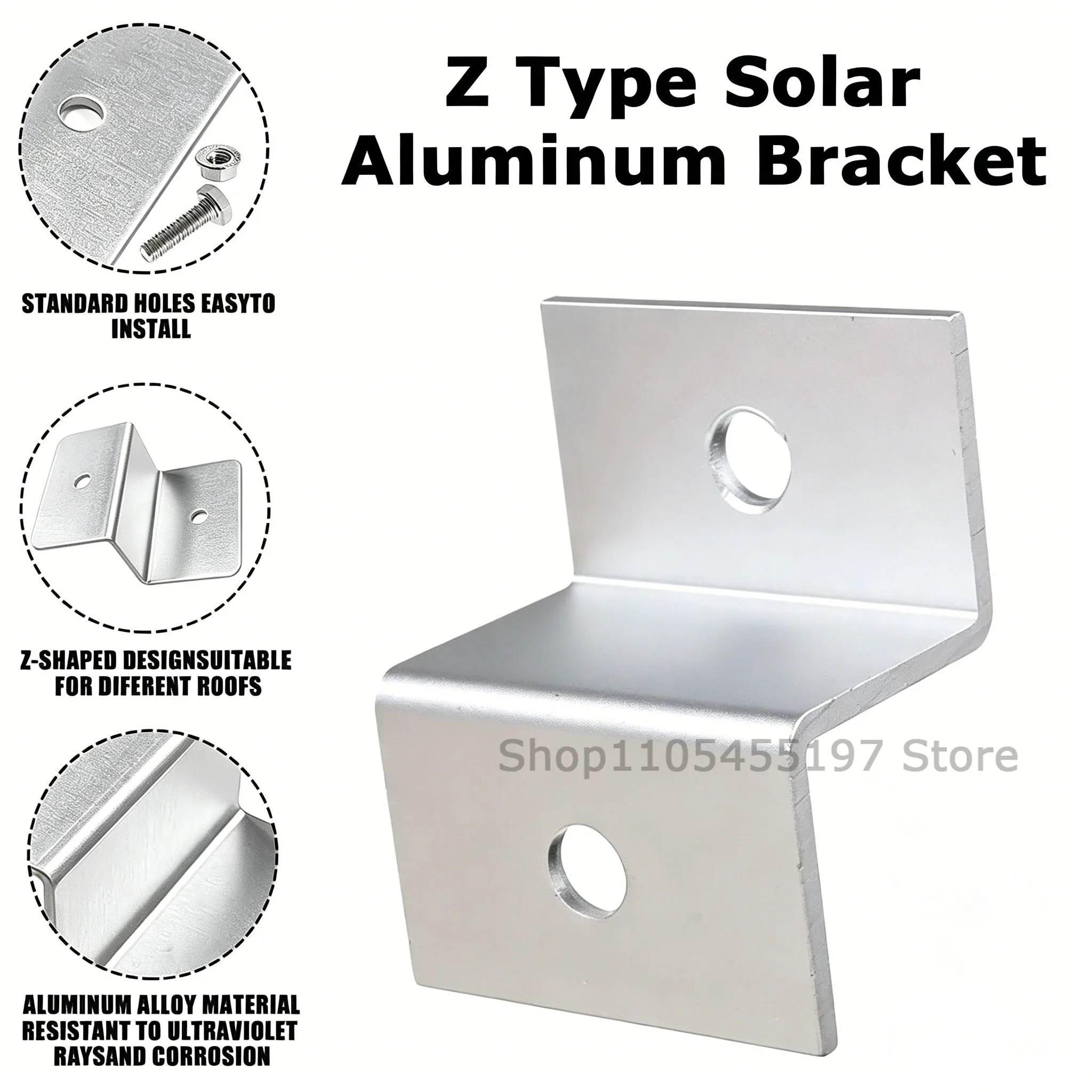 4/8/16 Pcs Z Type Bracket Kit Solar Panel Module Solar Panel Aluminum Mounting Bracket with Nuts and Bolts for Home RV Roof Boat
