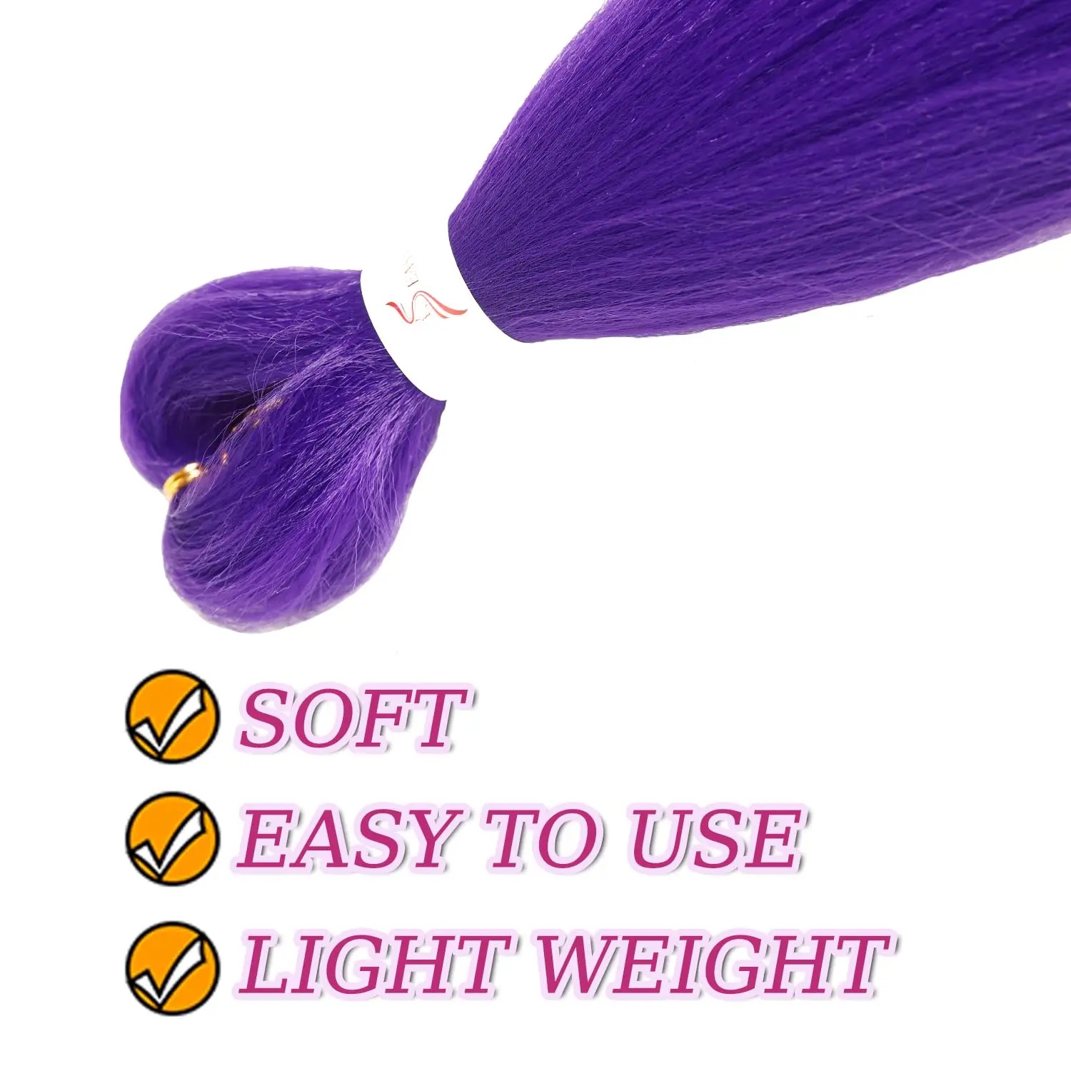 شعر تجديل أرجواني طويل - 24 بوصة شعر تجديل صناعي للأطفال مرحلة حفلة الهالوين زي تنكري اصطناعي