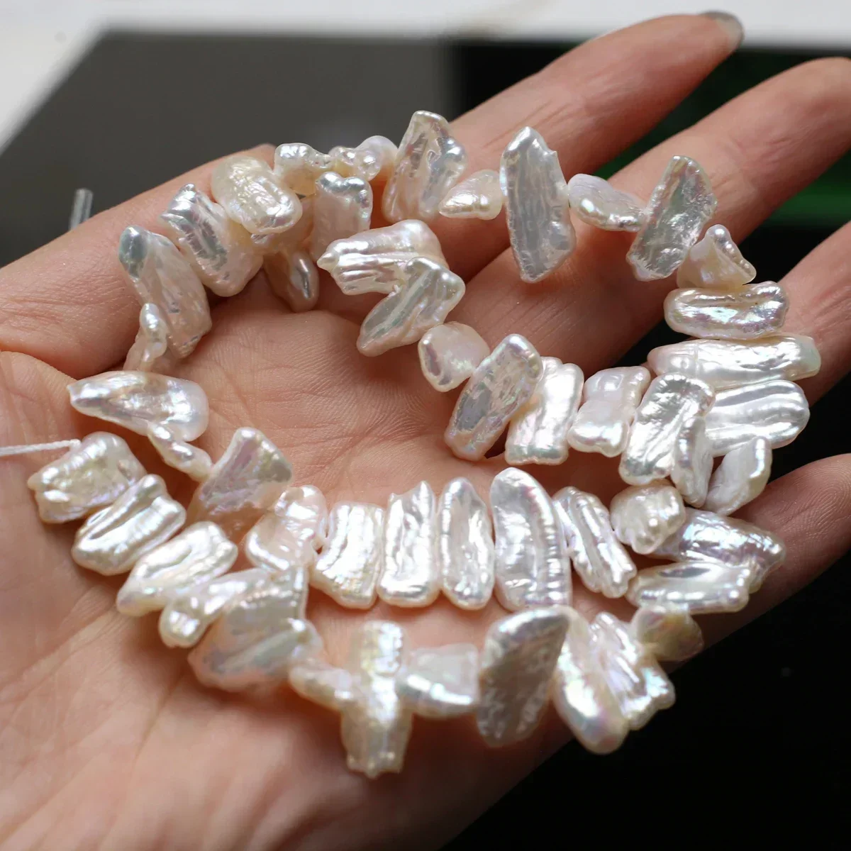 8x16mm5A Natural Freshwater Baroque White Pipa Isolated Bead HandPicked Women Gift Jewelry MakeDIY Necklace Bracelet Accessories