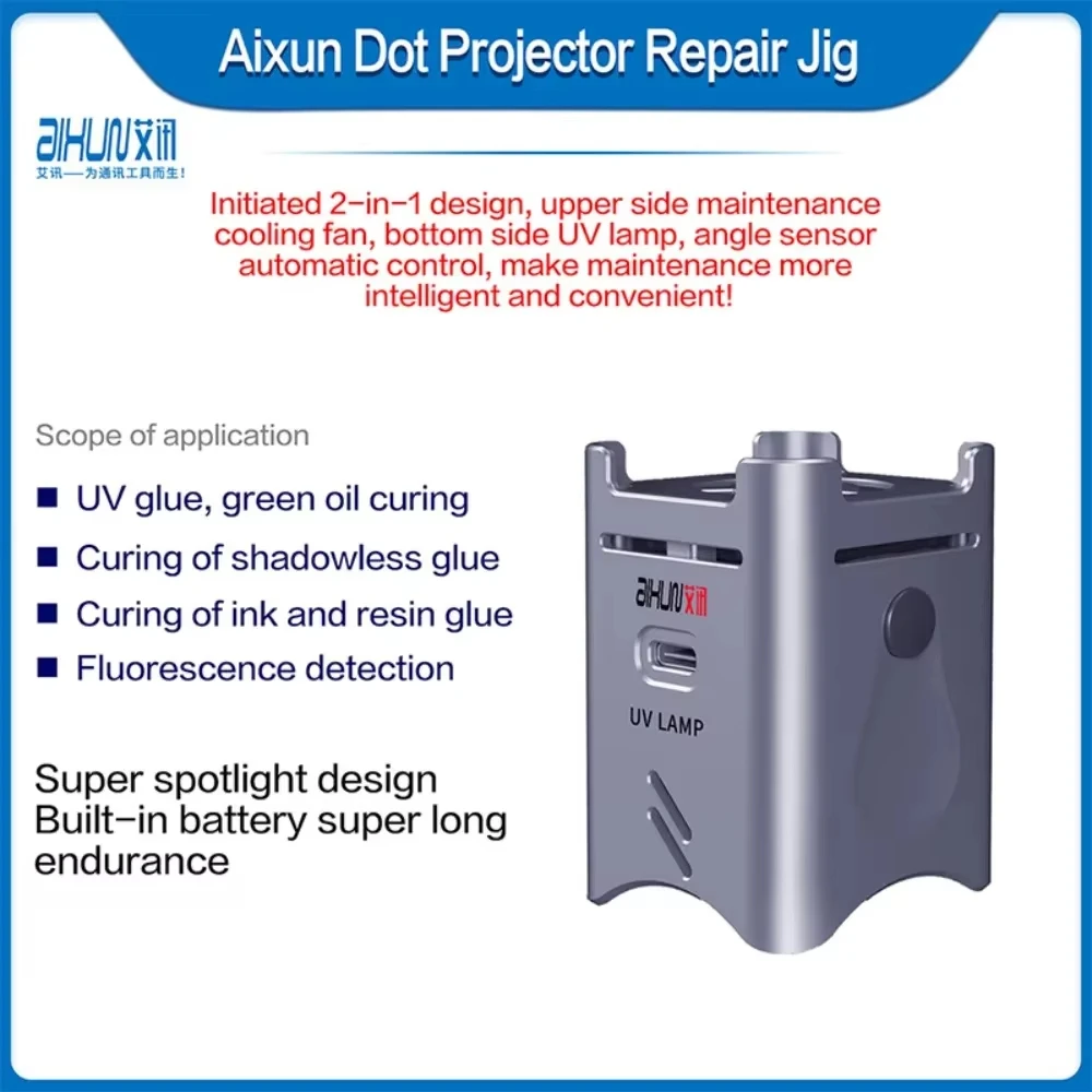 

Newest AiXun Battery UV Mobile Repair Curing Lamp For BGA Motherboard LCD Green Oil Curing Lamp UV Glue Optical Glue Curing Tool