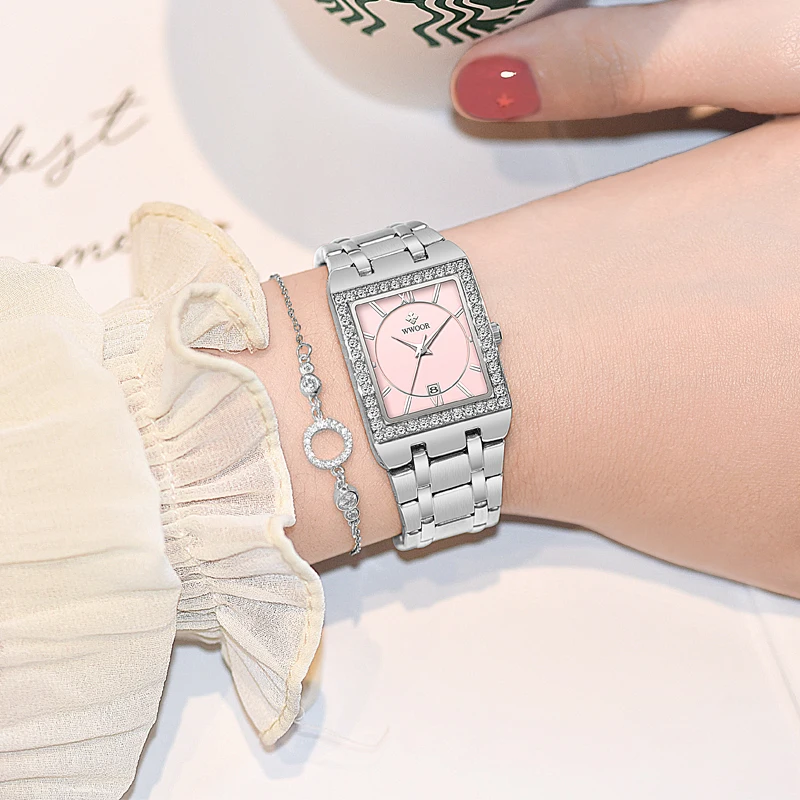 WWOOR – montre-bracelet carrée en diamant pour femmes, marque de luxe, nouvelle collection