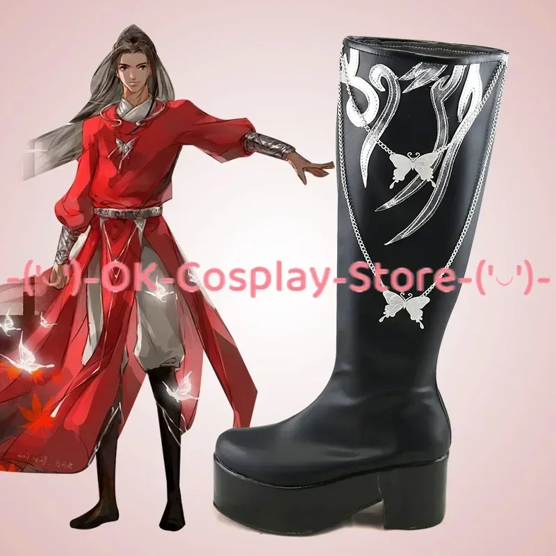 [Customized] Tian Guan Ci Fu Hua Cheng Cosplay Shoes Anime Game Roleplay Costume Prop Halloween Carnival Party PU Leather Boots