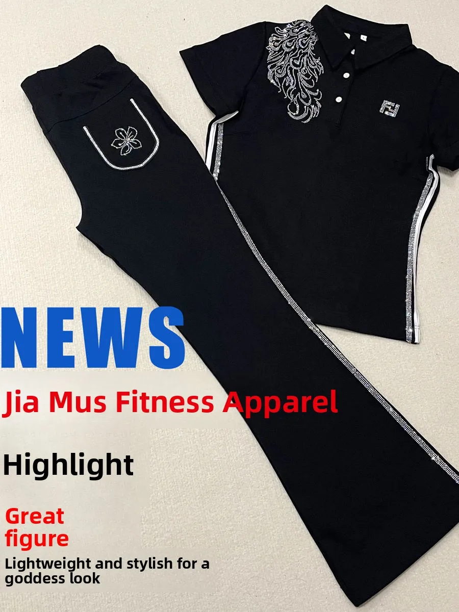 roman-cotton-slim-fit-fitness-set-peacock-design-sportswear-team-uniform-black-color-suitable-for-women-performance-occasion