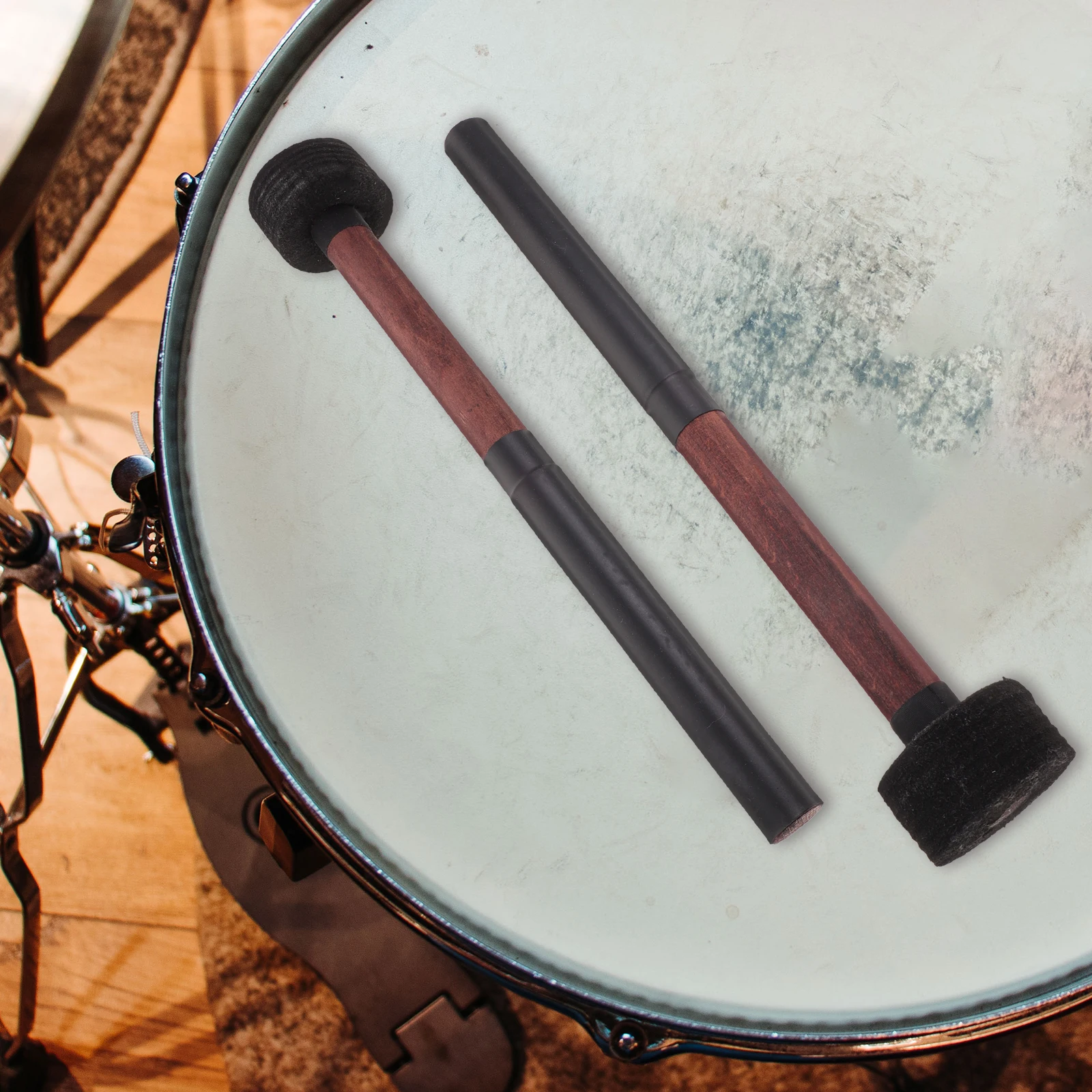 

Drum Stick Anti-slip Drumsticks Bass Mallets Wooden Accessories Black for Child