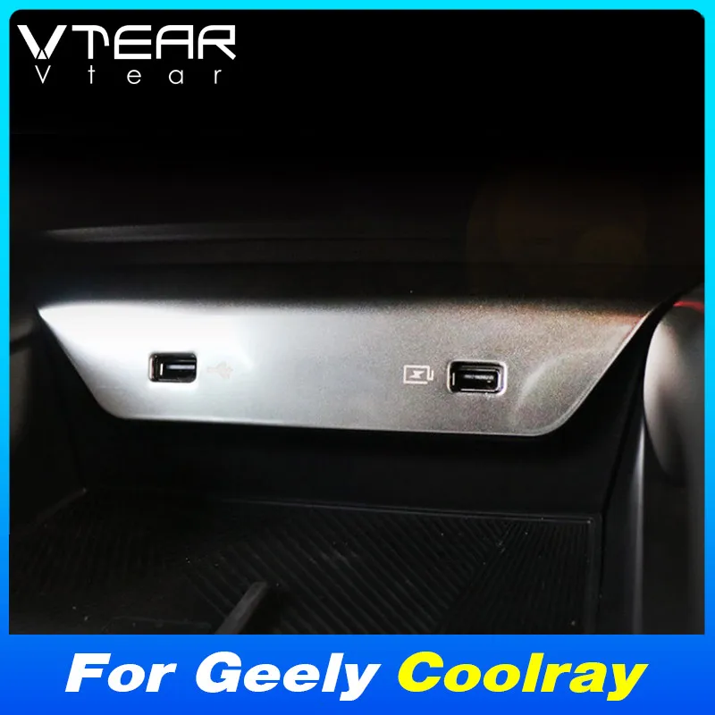 

Vtear Car USB Charger Plug Cover Stickers Decoration Interior Details Console Trim Accessories Parts For New Geely Coolray 2024