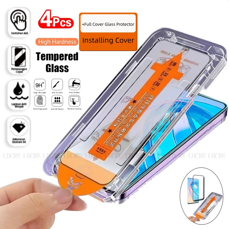 4/3/2/1Pcs Für Honor X8A 4G Glas Huawei Honor X8A 4G Gehärtetes Glas 9H staub Kostenlose Volle Abdeckung Kleber Screen Protector Honor X8A 4G