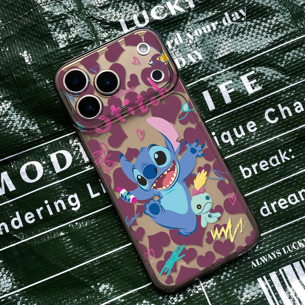 

Disney Lilo & Stitch Couples Phone Case For IPhone 17 16 15 14 13 12 11 PROMAX Casing Silicone Transparent TPU Soft Shell Cove