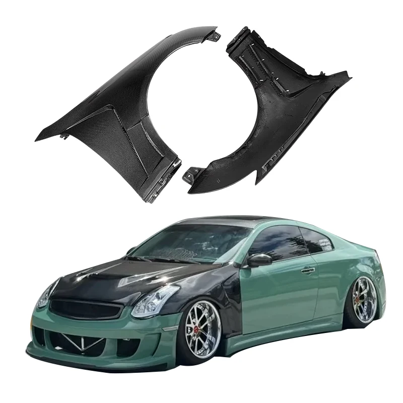 

Customized Black Carbon Fiber Front Vented Bumper Fender For G35 Coupe 2008 Carbon Fenders Vent Body Kit Upgrade