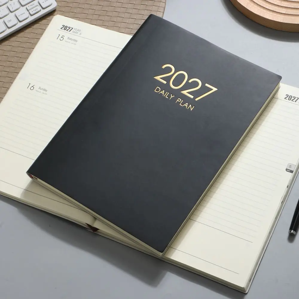 Gifts PU 2027 Daily Planner A4 Hardcover Daily Plan Notebook Lined Pages Hardcover Planner Personal Scheduling