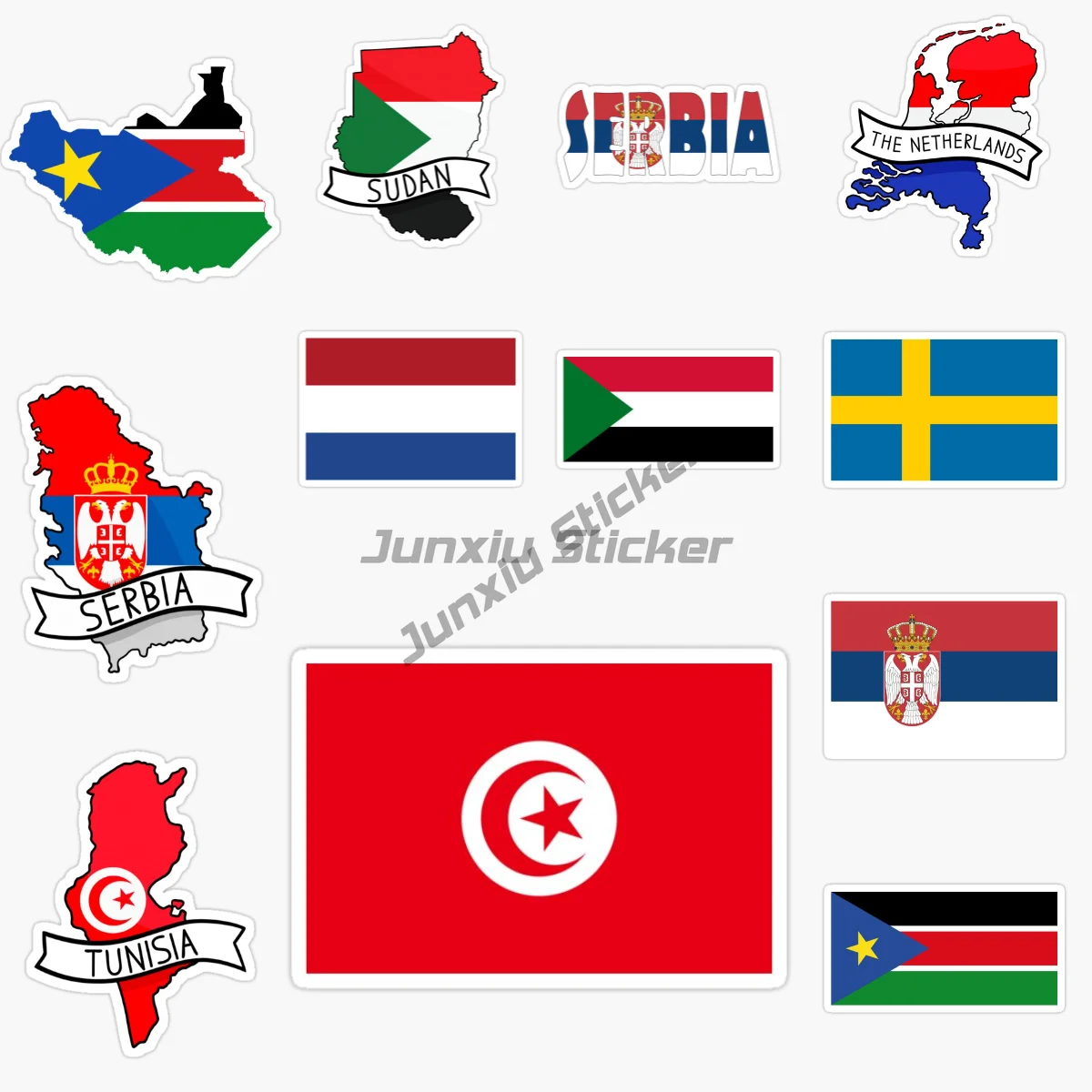 

MOROCCO SERBIA SOUTH SUDAN SUDAN SWEDEN THE NETHERLANDS TUNISIA Map National Flag Rectangle Car Sticker VinylSelf-adhesive Decal