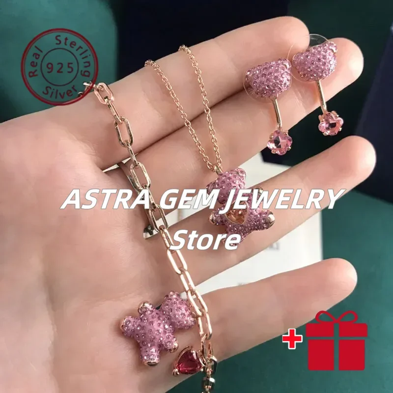 

Original 2025 Fashion Women's High Jewelry Set Charm Bear Necklace Earrings Bracelet Party Romantic Accessories Fashion