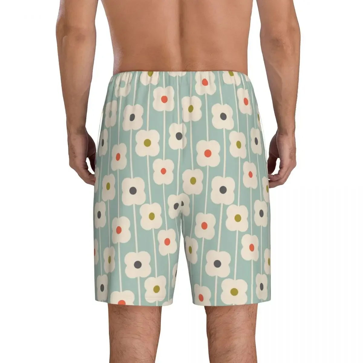 Custom Orla Kiely Abacus Flowers Pajama Shorts Sleepwear Men Elastic Waistband Scandinavian Pattern Sleep Short Pjs with Pockets