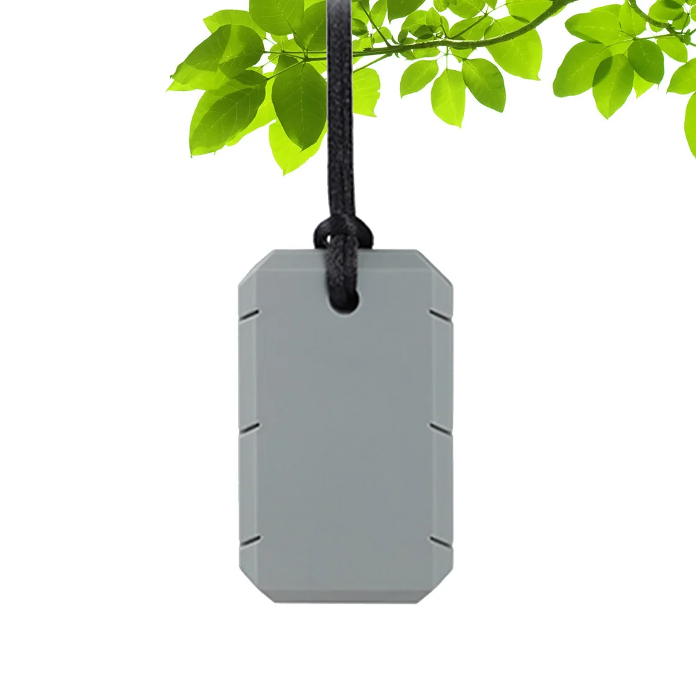 

1 шт., прорезыватель для собачьей бирки, серый, прочный, для тренировки моляров, мягкое жевательное ожерелье для детей с аутизмом, подвеска для прорезывания зубов, уход за ребенком