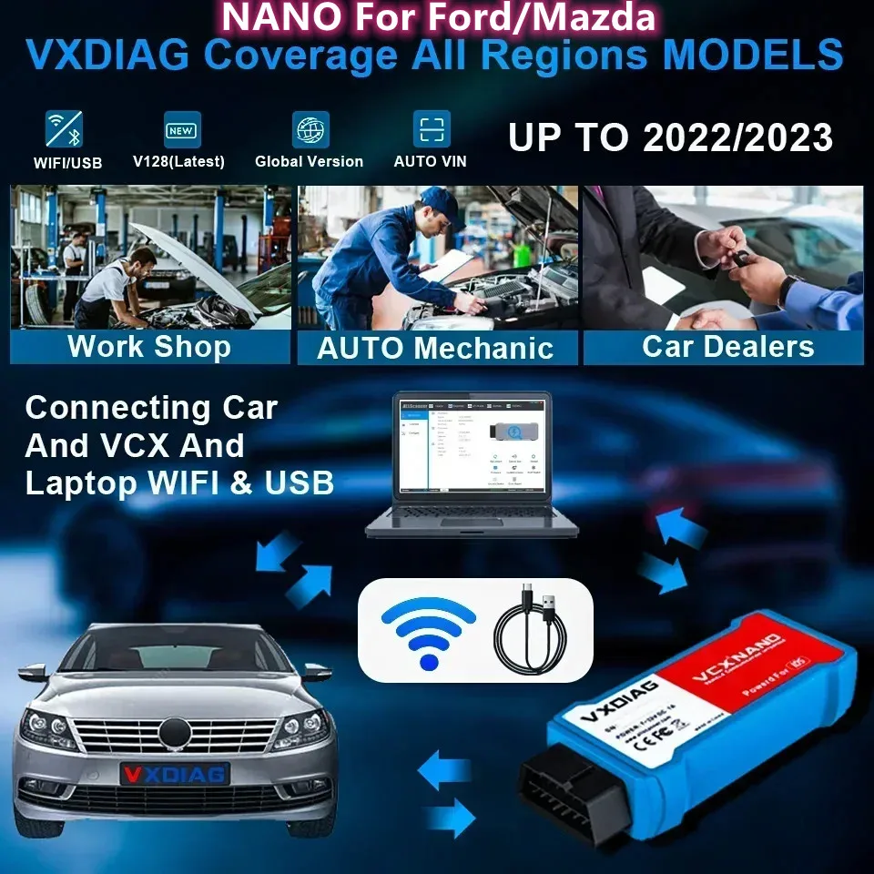 

VXDIAG VCX NANO For Ford/Mazda 2 in 1 IDSV129 J2534 ECU Programming Coding OBD2 scanner programmer diagnostic tools