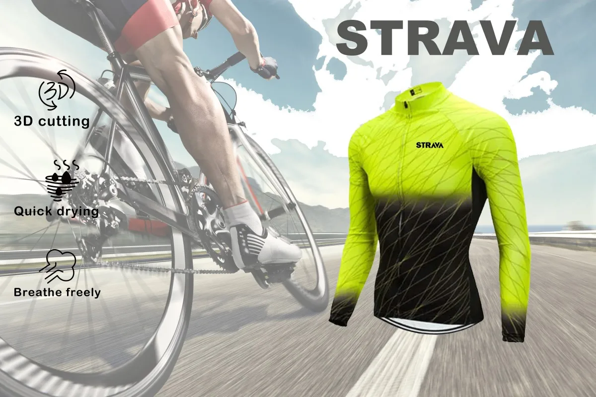 STRAVA For Men's Bicycle Clothes Mountain Bike Jerseys Jersey Cycling Clothing Man Bycicle Jacket Men's Sweatsuit Set