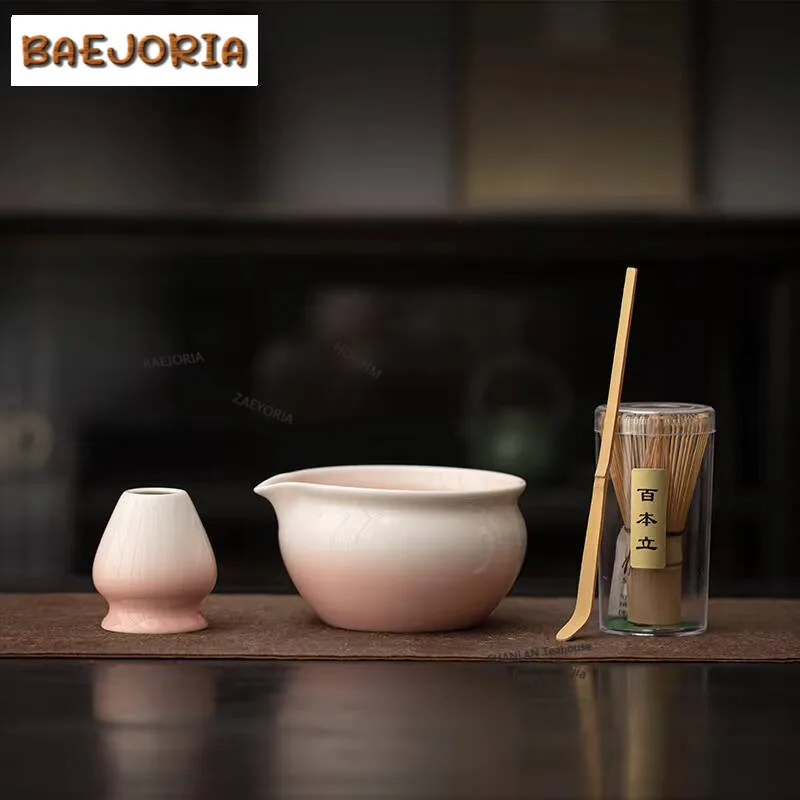 Gradient Ramp Matcha Large Set Of Tea Whisks Standing Bowls Spoons Tea Ceremony Porcelain Tea Set Supplies Collection Supplies