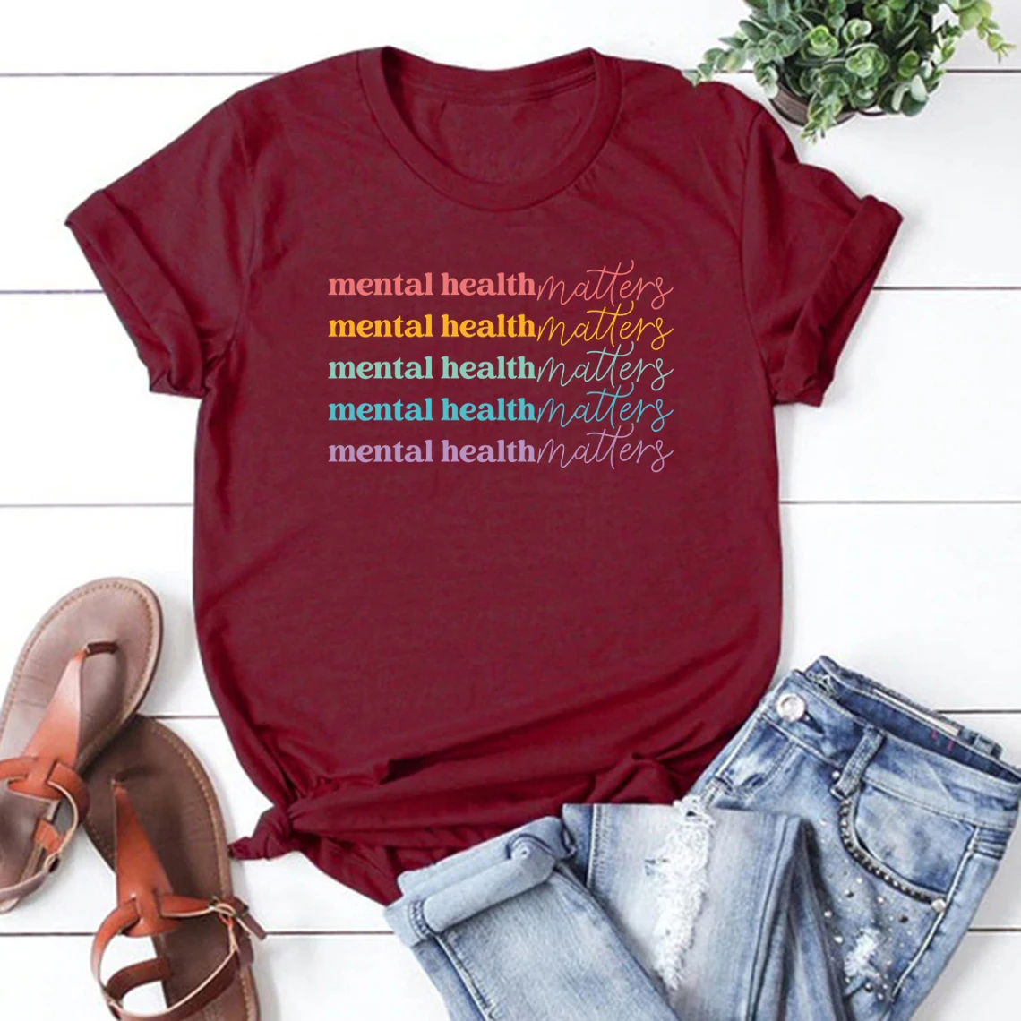 Mental Health Matters T-Shirt Mental Health Awareness Shirt Anxiety Tee Therapist Tshirt Unisex Graphic Tee Short Sleeve Tops