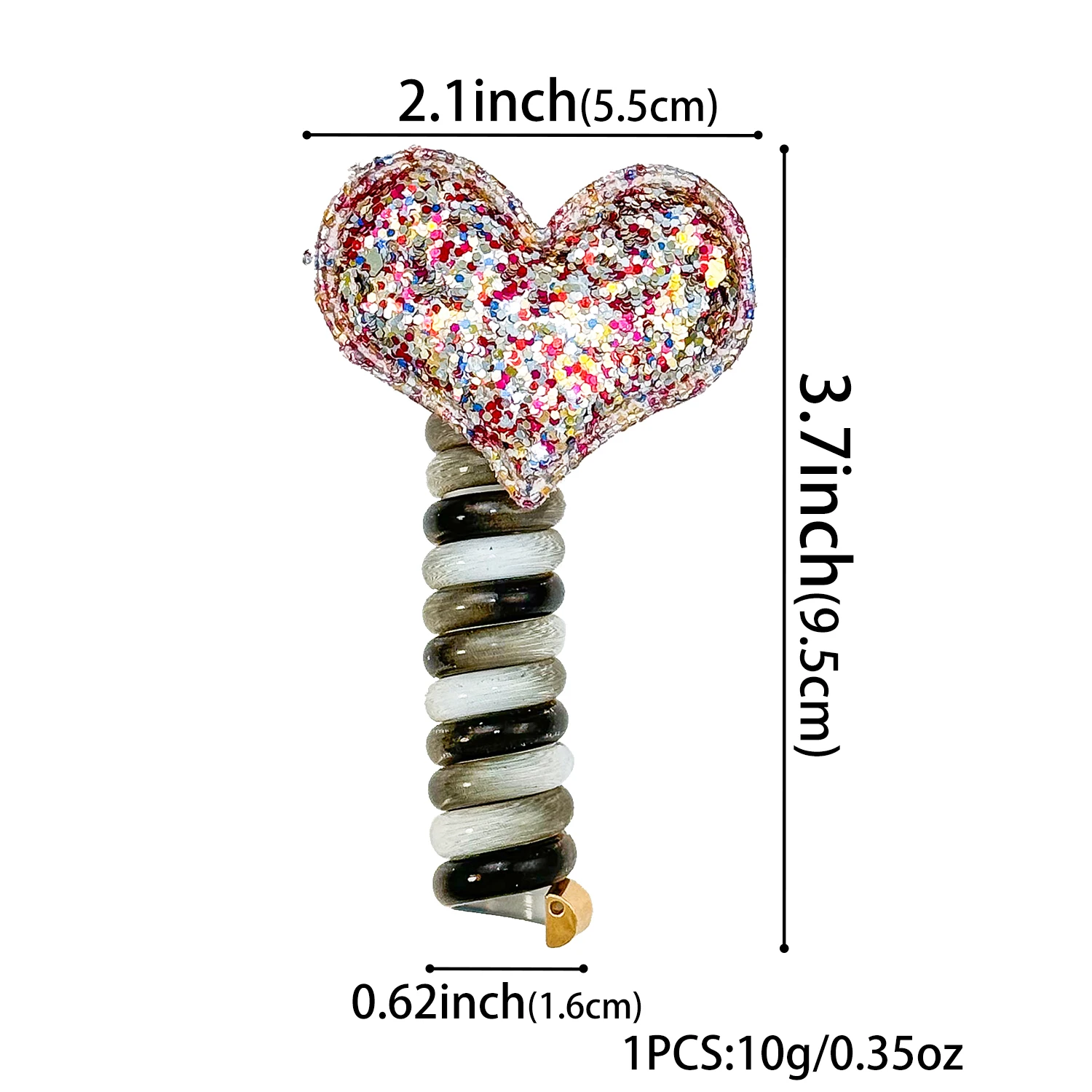 Glitter Heart Elastic Hair Rope Cute Girls Telephone Wire Line Elasticity Rubber Band For Kids Scrunchies Headbands Headwear