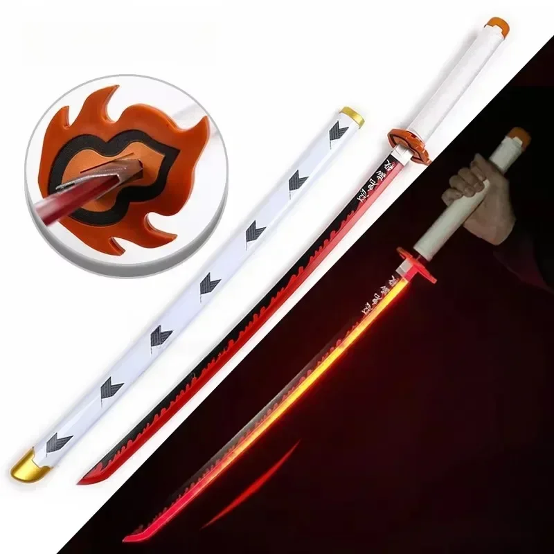 31/40 inch Glow Demon Slayer Katana Lichtgevende Zwaard LED Licht Kyoujurou Anime Cosplay Prop Echte Japanse Katana Samurai Lightsabre