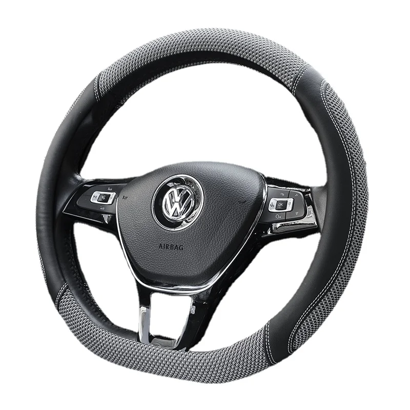 

Steering Wheel Cover for Volkswagen T-cross Magotan Golf6 Golf7 TRoc ID3 ID4 ID6 D-type Car Accessories Flax Non-slip Sweatproof