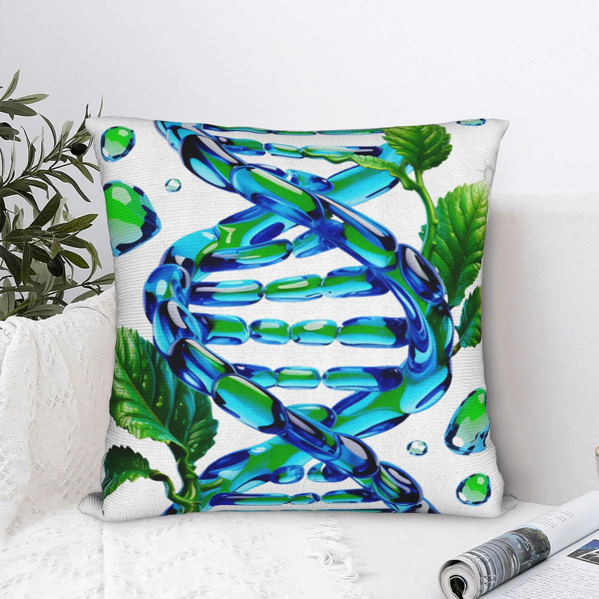 Glass DNA Nature Tech Spiral Square Pillow Cases Frutiger Aero Cushion Covers Custom Decorative Pillowcase for Sofa 45*45cm