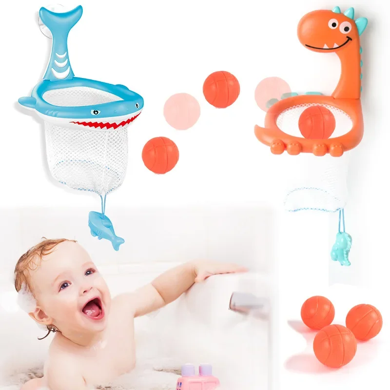 Baby Bath Toys Throw Basket Toys Toddler Boy Water Play Toy Bathtub Shooting Basketball Hoop with 3 Balls for Children Pool Toys