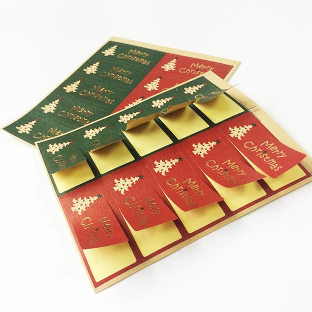 

20 Sheets Christmas Tree Stickers Small Business Thank You for Labels Invitation Sealing DIY Self-Adhesive