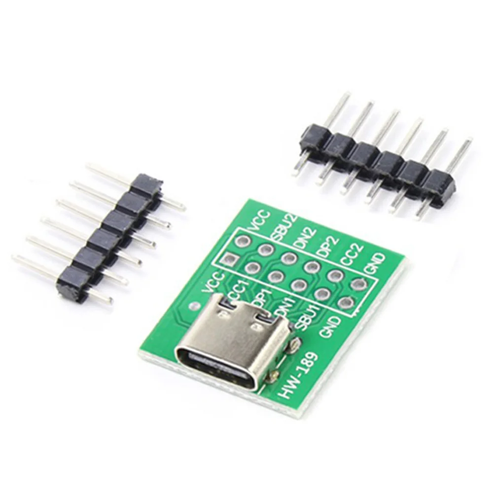 1-10PCS USB TYPE-C to DIP PCB Connector Pinboard Test Board Solder Female Dip Pin Header Adapter