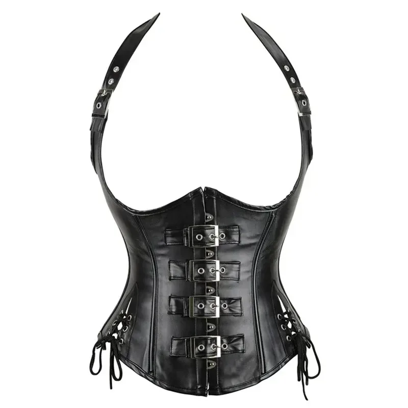 

Women Leather Corset Underbust Top Sexy Gothic Punk Bustier Lace-Up Steampunk Corselet