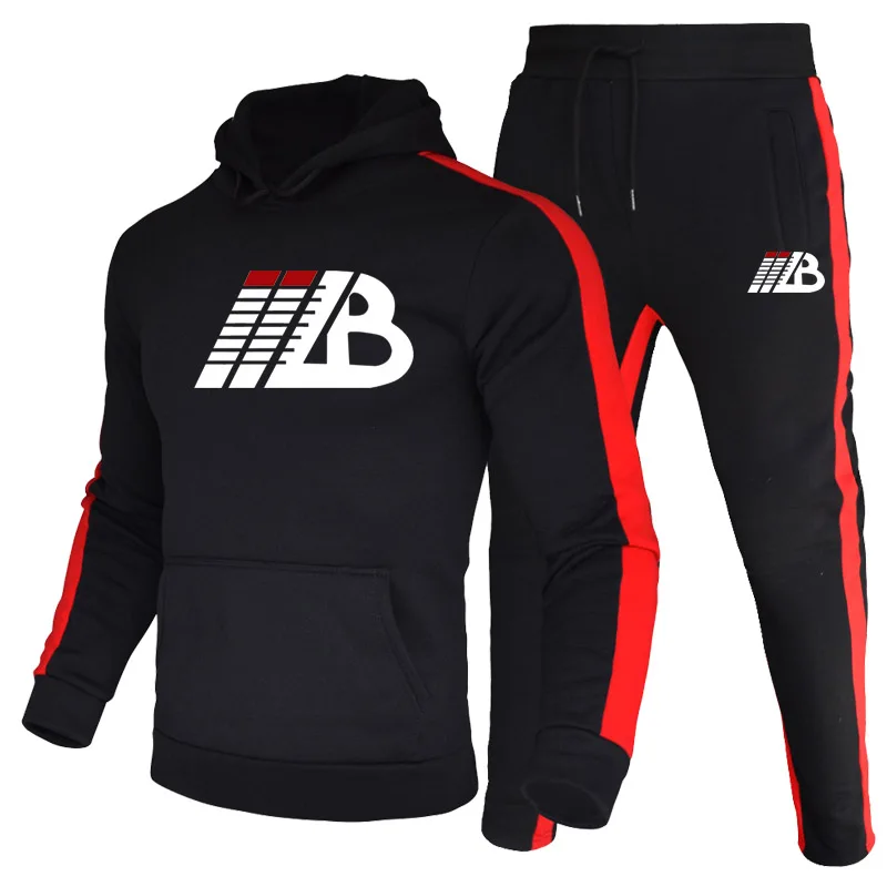 Jogger Men\'s Jogging Tracksuit Stripes Casual Sweatsuit Hoodie+Sweatpants 2 Piece Sets Warm Moisture Wicking Sportswear Suit