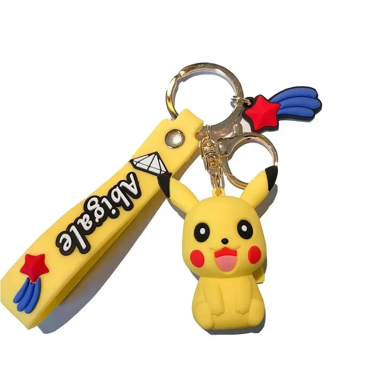 Genuine Pikachu Creative Anime Cartoon Doll Keychain Pokemon Cartoon Doll Keyring Bag Car Key Chain Ring Pendant Kids Gifts