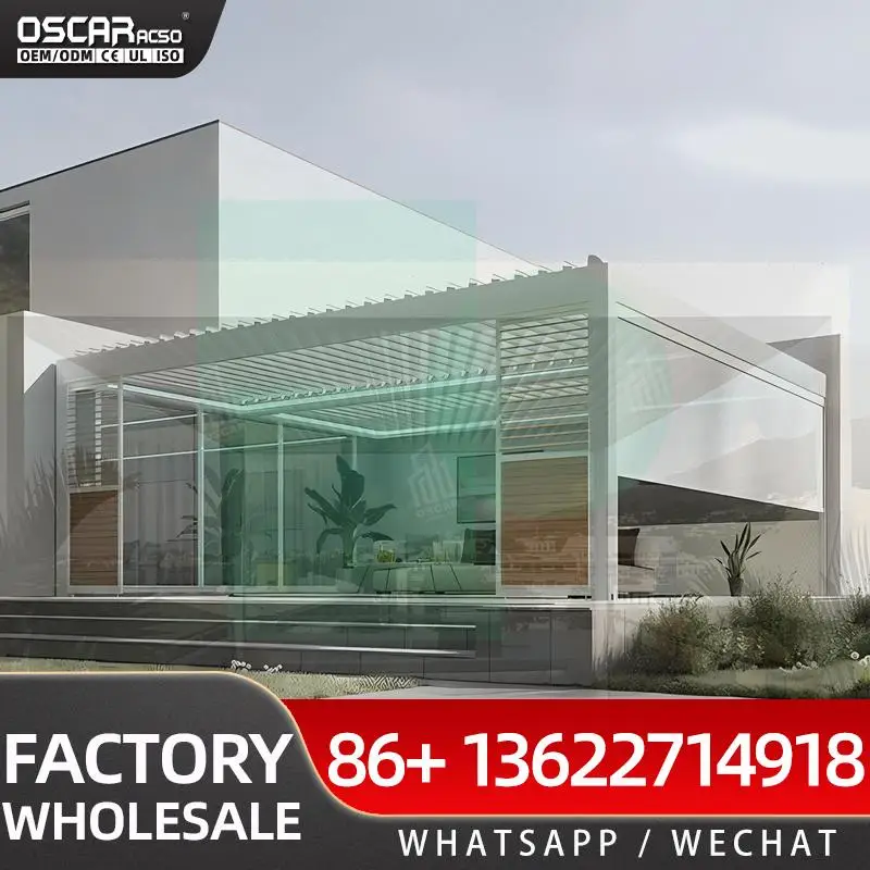 

Heavy Duty Retractable Motorized Aluminum Louvered Roof Outdoor Waterproof Garden Pergola with Patio Kit pergolas