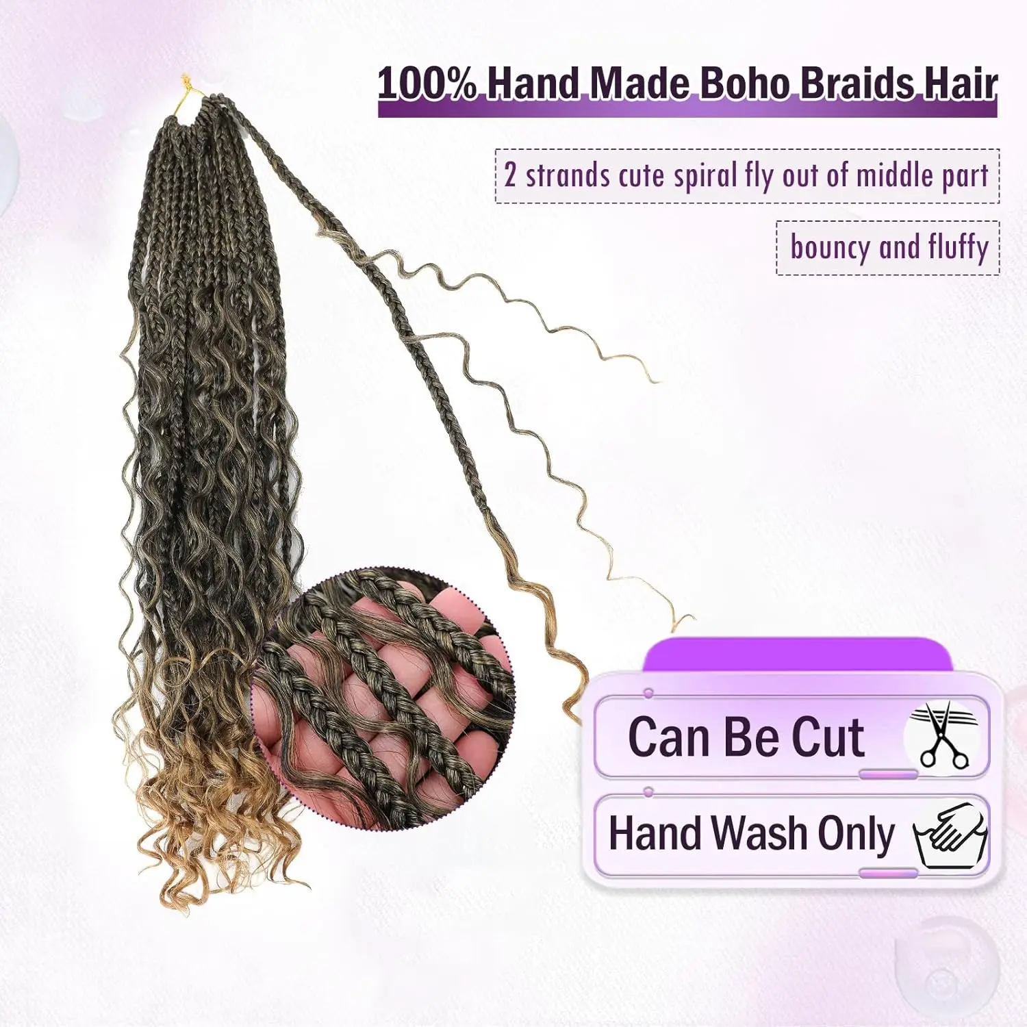 Вязание крючком Box Braids Goddess Box Braids Вязаные крючком волосы Синтетические косички в стиле бохо Вязаные крючком косы для волос Bohomian Box Braid Вязаные крючком волосы