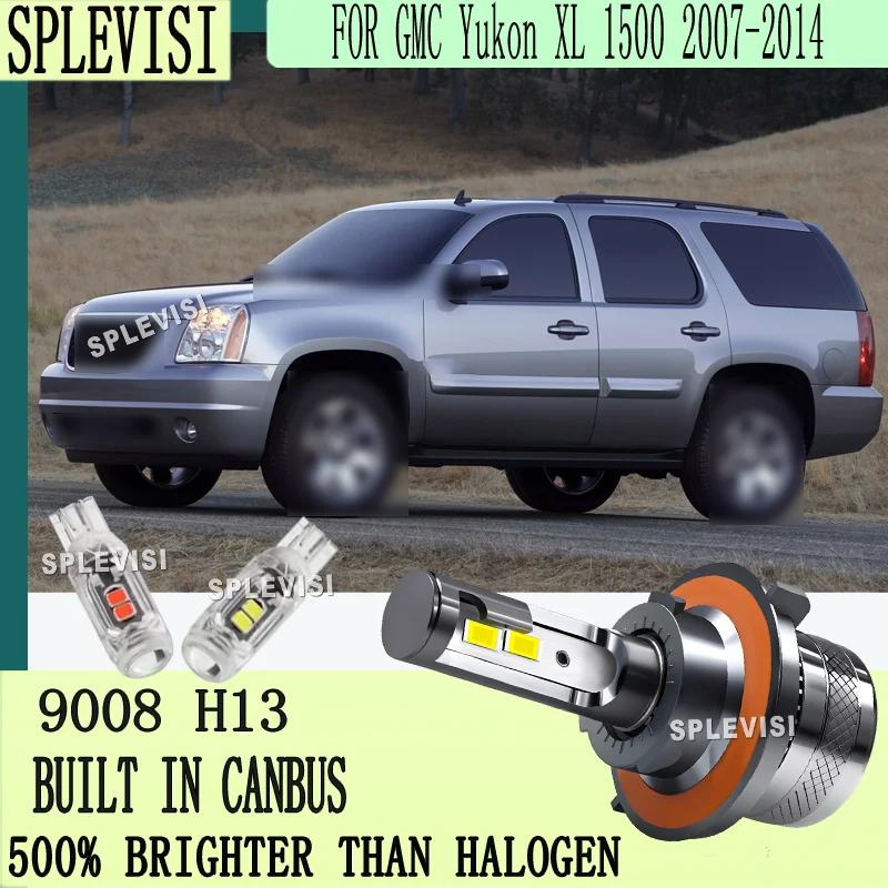 

5X Brighter 6000K White Anti-glare Design LED 9008 H13 Headlight for GMC Yukon XL 1500 2007 2008 2009 2010 2011 2012 2013 2014