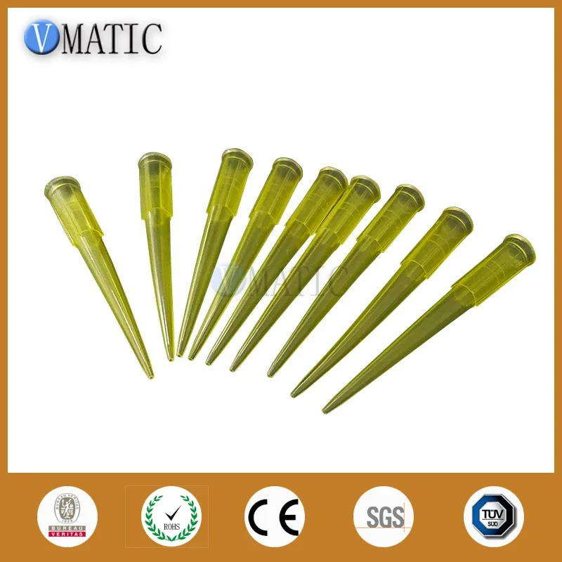 Free Shipping 1000Pcs 200ul 0.2ml Yellow Color Plastic Needle Id 6mm Length 50mm Plastic Dispensing Needle