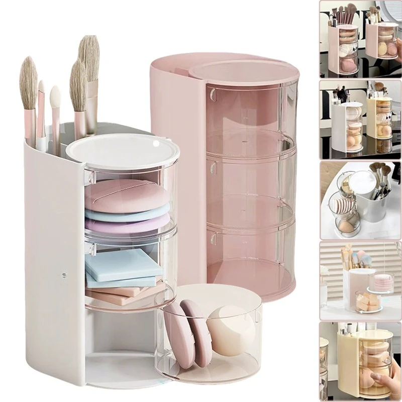 

1Pc Cosmetic Organizer Large Capacity INS Makeup Sponge Lipstick Organizer Cosmetic Brush Holder for Vanity Countertop 수납 정리함