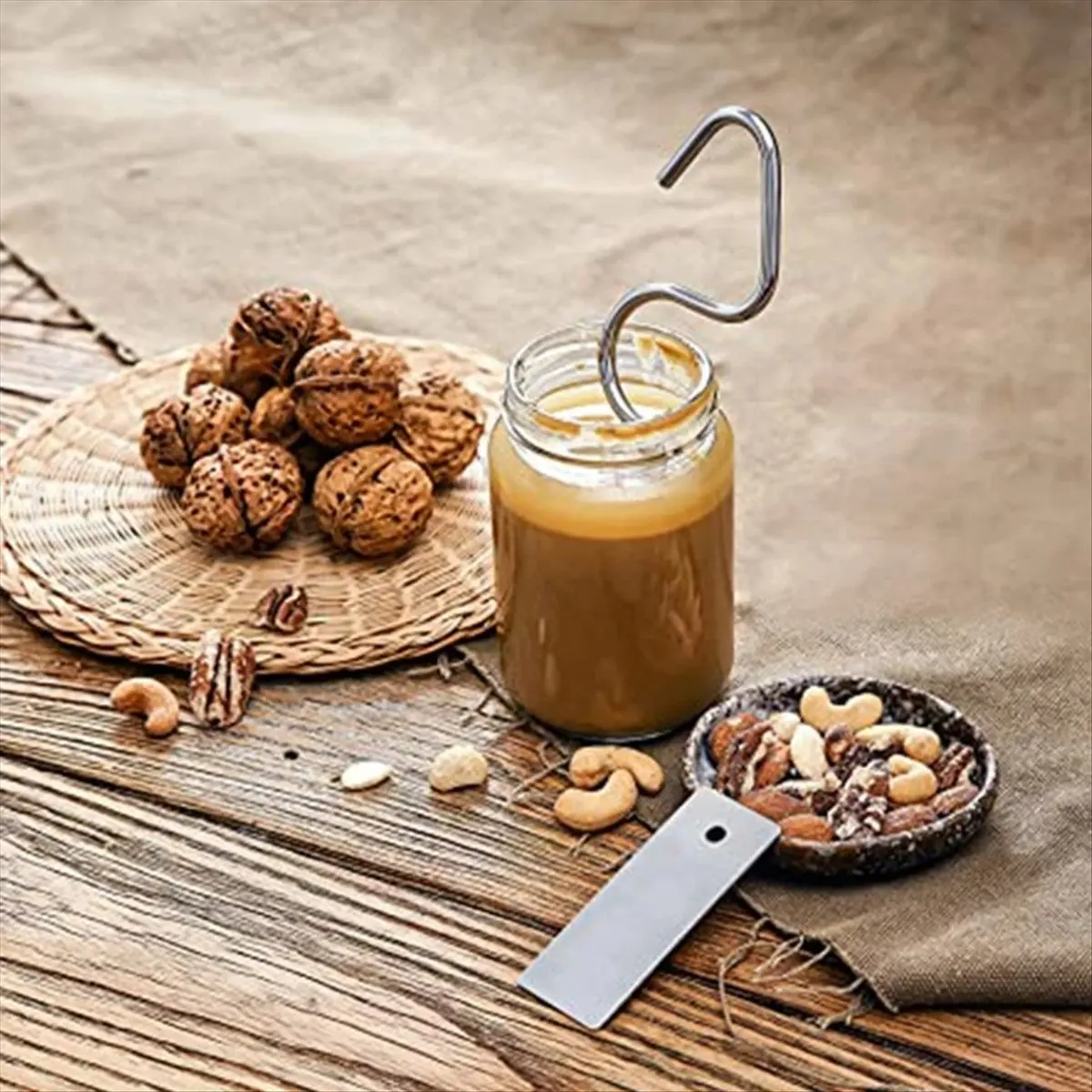 (A02R) Misturador e Agitador de Manteiga de Amendoim, Ferramenta para Misturar Manteiga de Nozes Natural, Utensílio para Agitar Manteiga Orgânica de Amêndoa para Uso na Cozinha