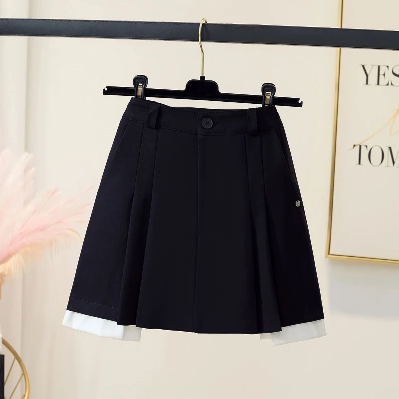 Mini Skirts Women Summer Patchwork High Waist Tender Design Pleated Aesthetic Ulzzang Simple Casual Basic Trendy Мини Юбки Chic