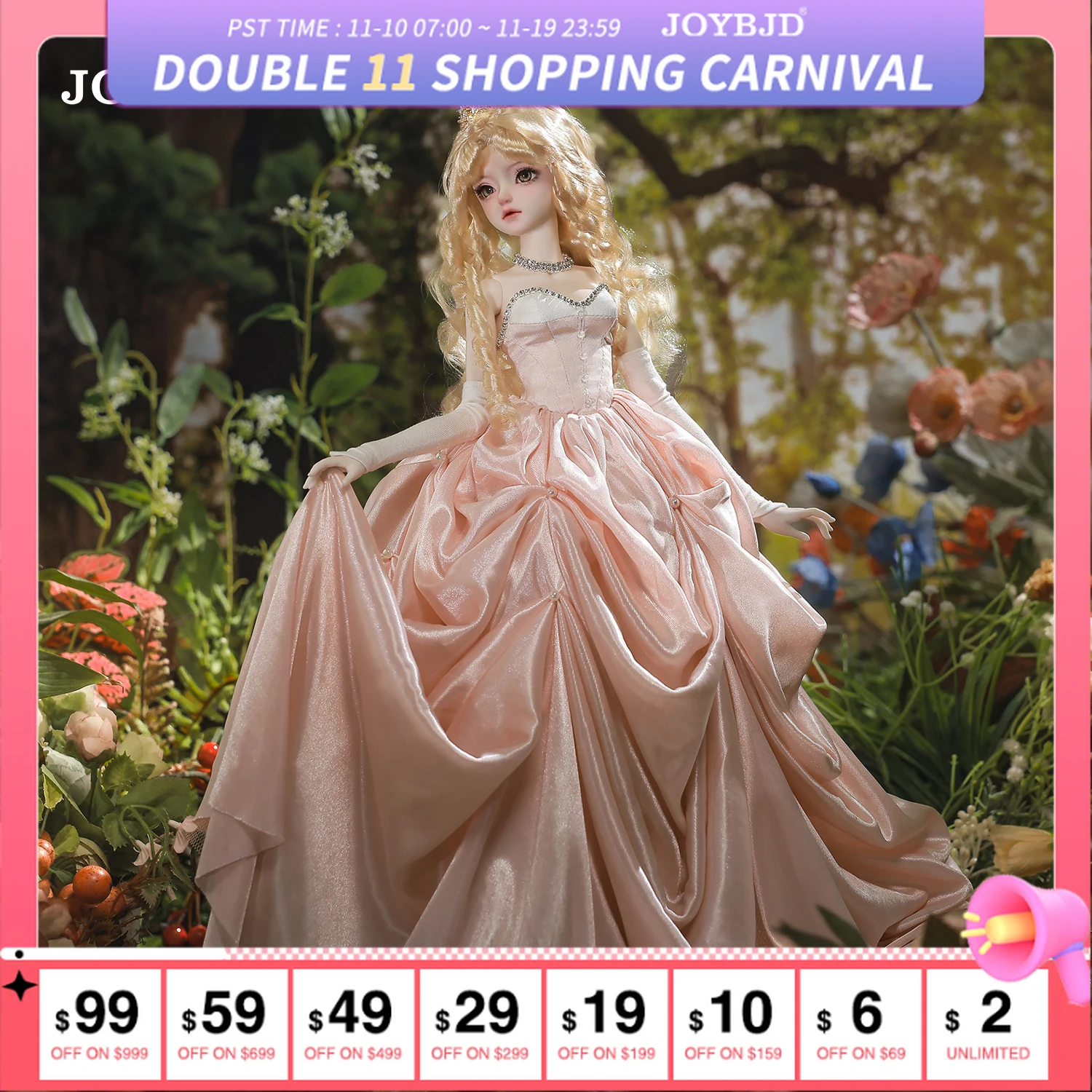 

Joybjd Calis B Bjd Dolls 1/4 with Muxi Body The Fairy Tale Princess - Sleeping Beauty Court Dress Full Set