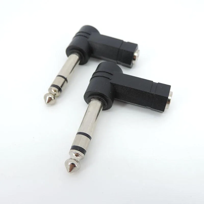 L Type 3.5mm Female Jack to 6.35mm 6.5 Male Jack Right Angled Cable Converter Connector Plug Headphone Sound Adapter U26