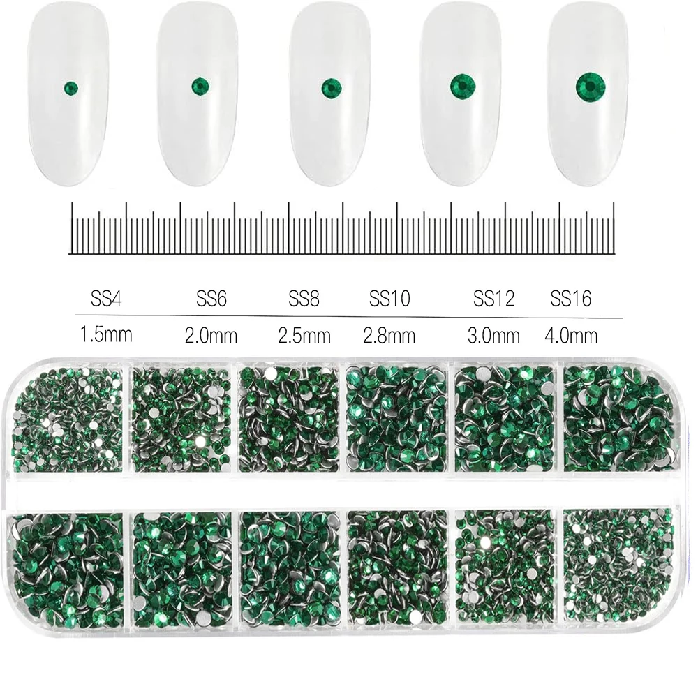 12 Grids Mixed Mini Weihnachten Edelsteine Nagel Charms 2mm Luxus Kristall Nagel Glitter Strass Rot/Grün Flatback Weihnachten nagel Teile