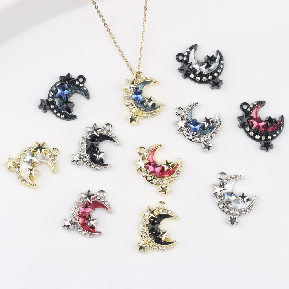 

6pcs Fashion Color Moon Stars Shape Pendant Jewelry Making Accessories Handmade DIY Bracelet Earrings Necklace Ornament Craft