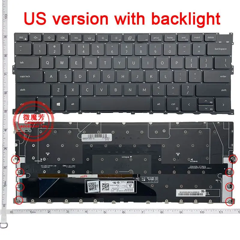 US/RU New Keyboard for Dell XPS13 9300 9310 9301 2020 P117G 00Y78C Laptop With Backlit