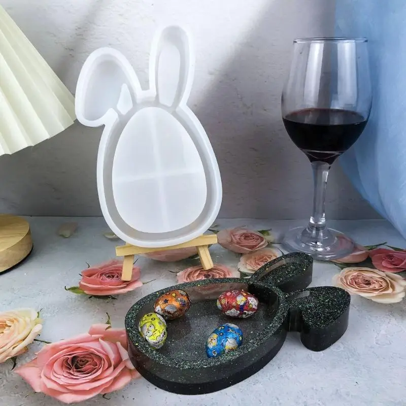 R9JE Creative Silicone Flom Rabbits Ear Epoxy Flom