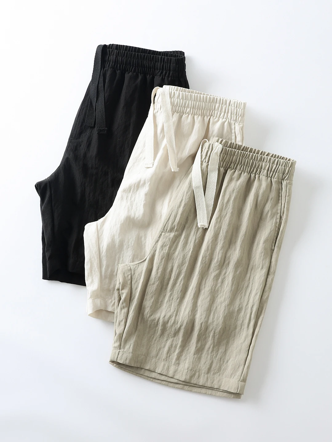 

Прохладные и комфортные льняные мужские повседневные брюки-капри с эластичным поясом, свободного кроя, прямые штанины, летние, дышащие