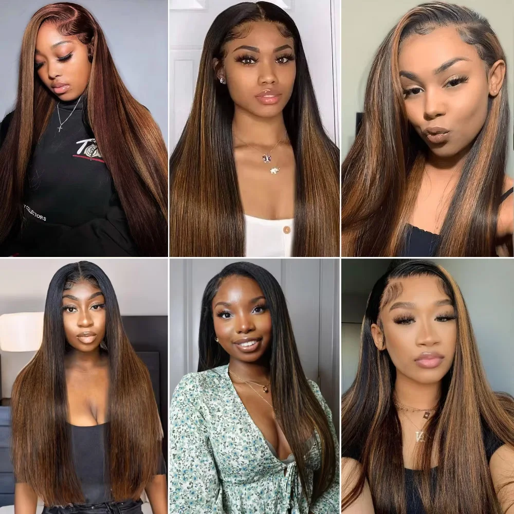 FB30 Straight Human Hair Wig 13x6 HD Lace Frontal Human Hair Wig Colored 200 Density 46 Inches Human Hair Wigs For Women