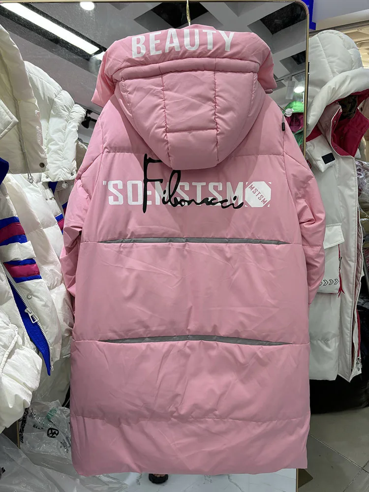 Women\'s Down Jacket Streerwear 2024 New Long Hooded Down Jacket Winter Puffer Coat Parka Loose Korean