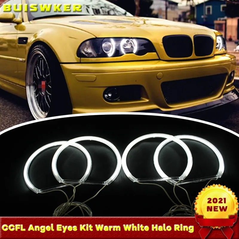 For BMW E36 E38 E39 E46 projector Ultra bright SMD white LED angel eyes 2600LM 12V halo ring kit daytime light 131mmx4