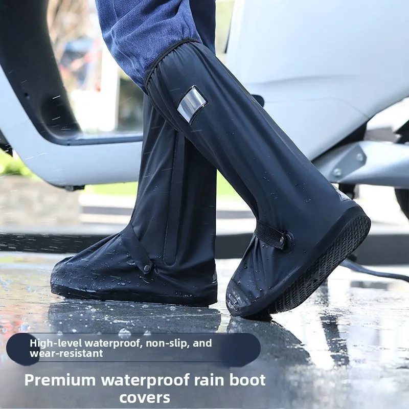 

Thickened Anti-Slip Wear-Resistant High-Tube Travel Shoe Covers Flat Heel Rain Boot Covers Adult Waterproof Unisex Shoe Covers