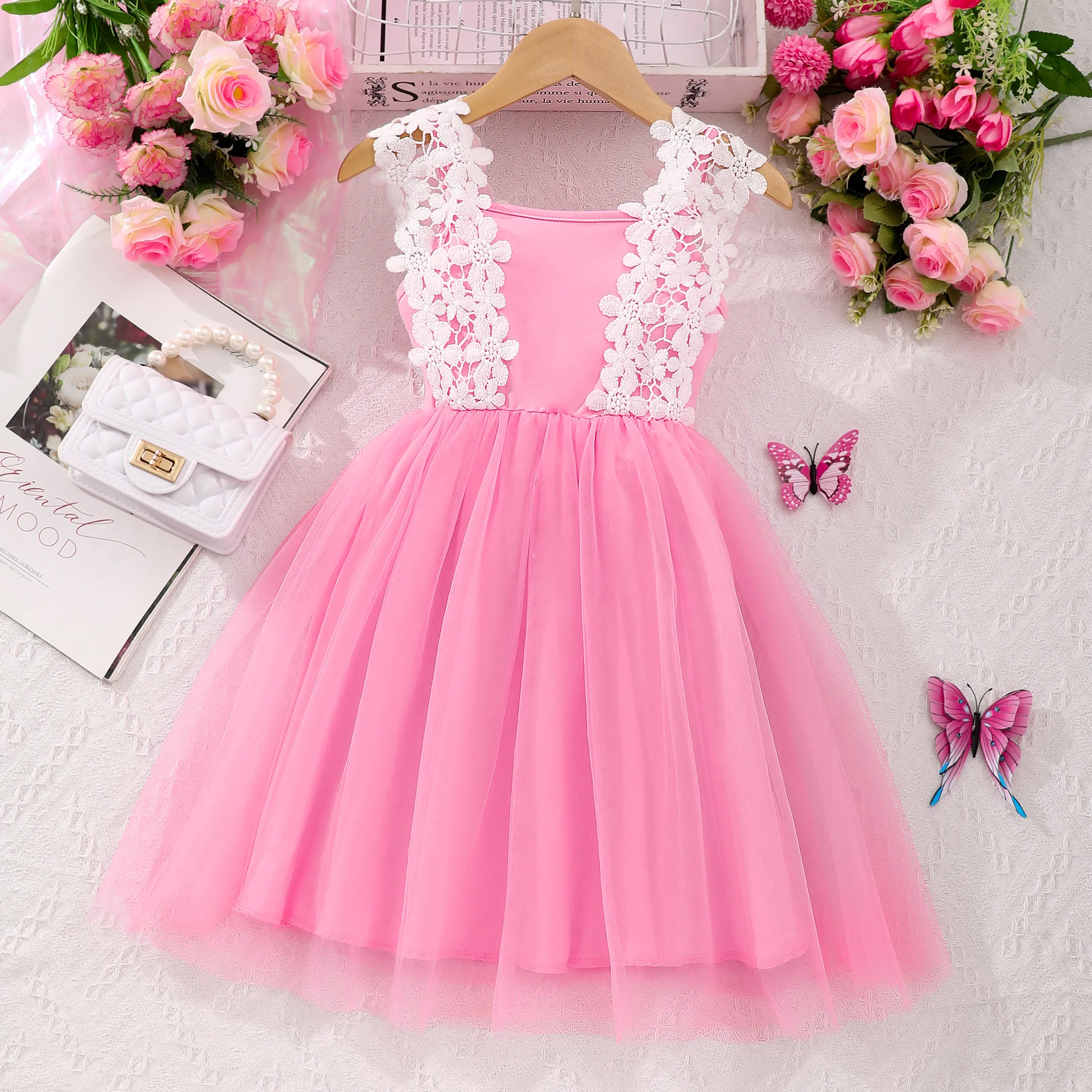 Adorable Lace Suspender Tutu Dress For Girls, Sweet & Fashion Sundress For Summer